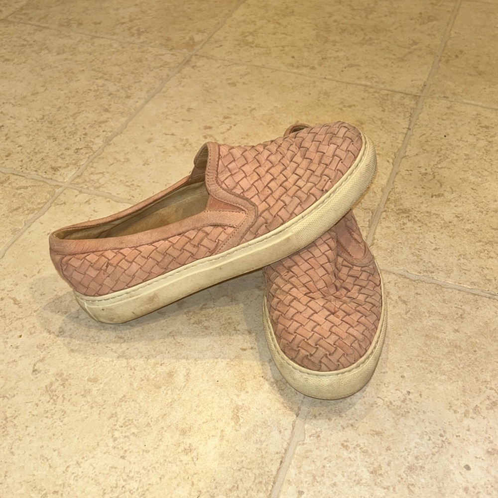 M gemi basket weave pink leather sneakers